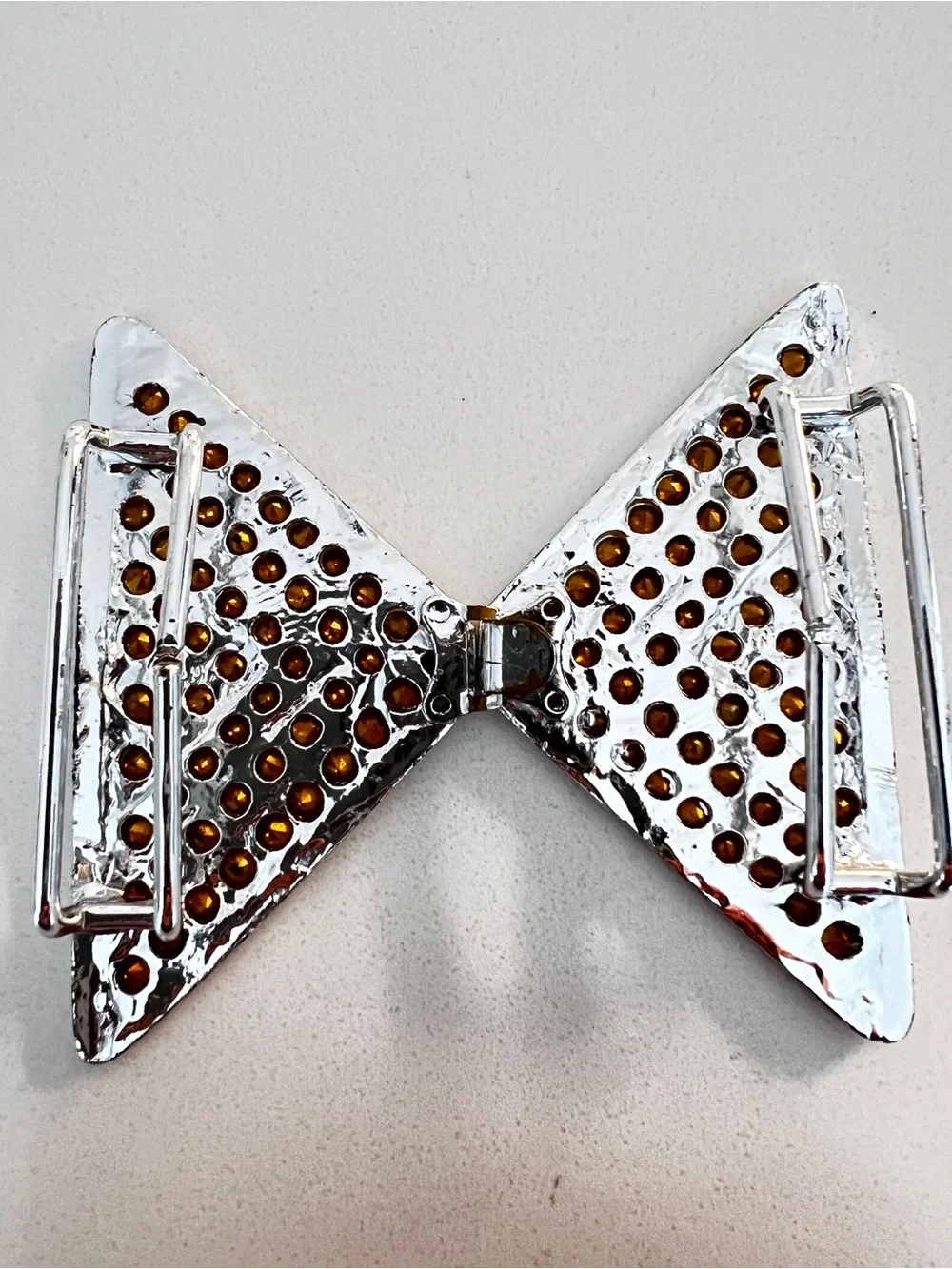 Vintage 80s Geometric Rhinestone Large Belt Buckle Triangles Statement